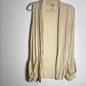 Poof Cream Open Front Women's Cardigan Size L